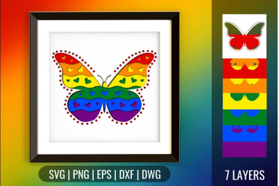 Pride Butterfly Shadow Box SVG