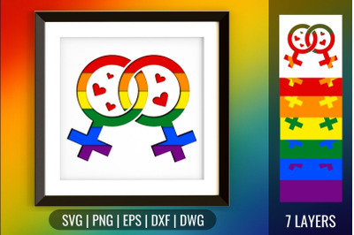 Lesbian Pride Shadow Box SVG