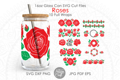 Can Glass SVG, Roses SVG, Roses Wrap, Coffee Glass svg, rose monogram