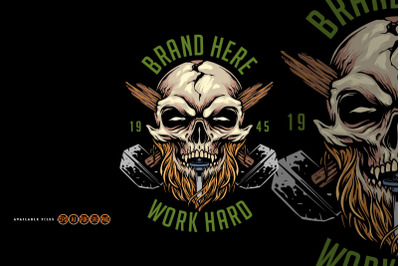 Hard work skull mascot logo mascot Illustrations