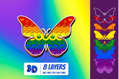 3D LGBT Butterfly SVG