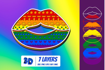 3D Lesbian Lips SVG