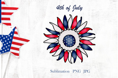 4th of July&2C; Sunflower&2C; patriotic illustration&2C; png