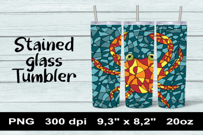 Crab Stained Glass Tumbler PNG