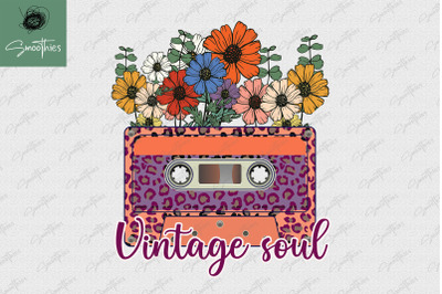 Vintage Soul Flower Retro Cassette PNG