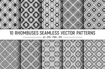 Geometric seamless vector patterns, Rhombuses Digital Paper