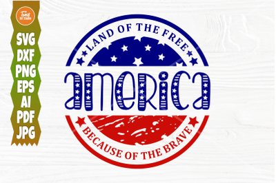 Land of the Free Svg, Because of the Brave Svg, Usa T Shirt Design, In