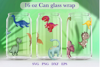 Dinosaur libbey glass can wrap SVG Dino Sublimation for kids