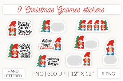 Christmas Gnomes stickers. Christmas Gnomes tags sticker pack