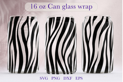 Zebra print Libbey Can Glass Full Wrap Beer glass can png