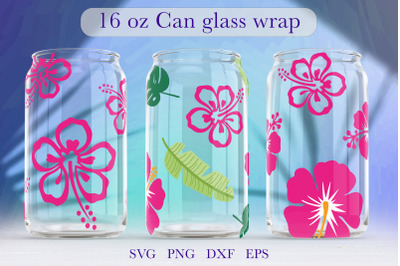 Flower libbey glass can SVG Summer Full Wrap Beer glass can