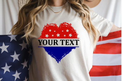 4th of July T-Shirt&2C; American Flag Heart&2C; Split Monogram Svg