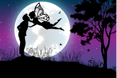 cute fairy fall in love silhouette