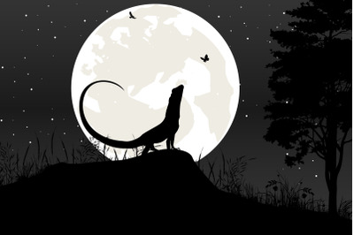 cutelizard and moon silhouette