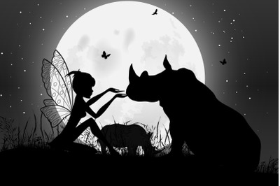 cutefairy and rhino silhouette