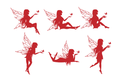 cute fairy and butterfly silhouette