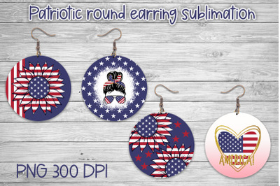 Round earring sublimation | Patriotic sublimation