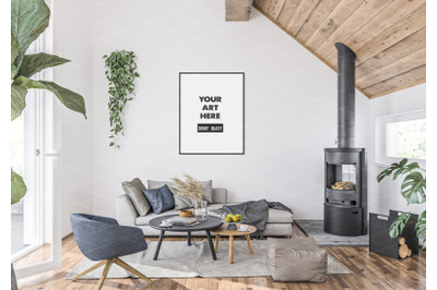 Interior scene artwork background frame mockup