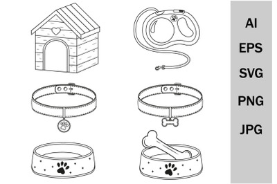 Set on the theme of cats and dogs&2C; pets svg&2C; contour doodle