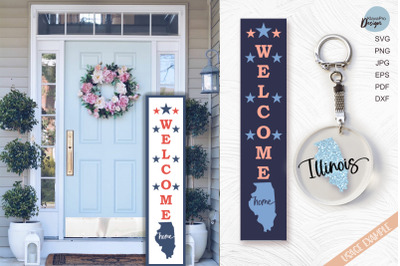 State of Illinois SVG. Keychain and Door Porch sign Templates