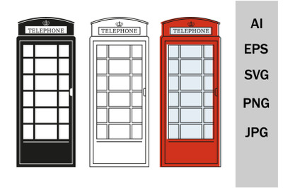 Vintage Phone booth&2C; svg set&2C; clipart