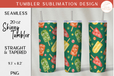 Summer Popsicle Tumbler Sublimation. Ice Cream Tumbler Full Wrap PNG