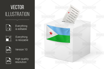 Ballot box with voting paper. Djibouti