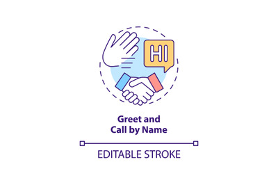 Greet and call by name concept icon