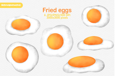 Watercolor Fried eggs clipart.