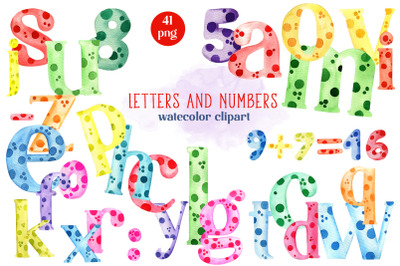 Cute polka dot letters and numbers.  Alphabet abc