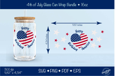 4th of July Glass Can wrap. Patriotic Glass Can&2C; Beer Can Glass Wrap 1