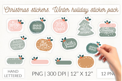 Christmas stickers. Christmas tags sticker pack