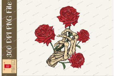 Skull Skeleton With Roses Sublimation