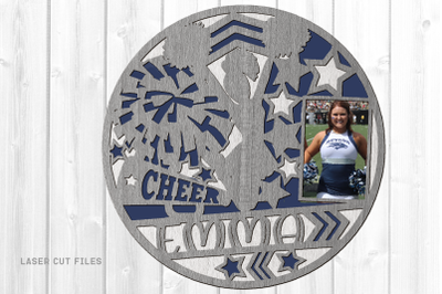 Monogram Cheer SVG Laser Cut Files | Chearleader Photo Frame