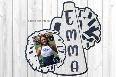 Cheer Monogram SVG Laser Cut Files | Cheeleader Photo Frame