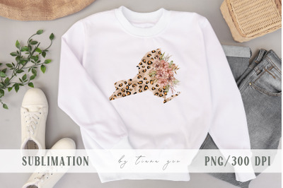 Floral New York map sublimation &2F; clipart - png file