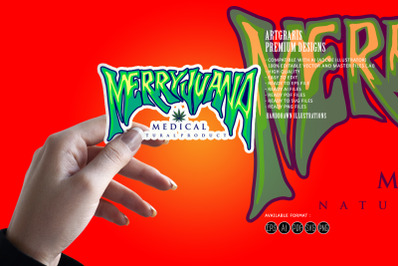 Marijuana word Hand lettering typography Logo Weed Medical