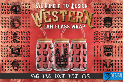 Western Glass Can Wrap SVG Bundle | 16 oz Libbey Glass Can Wrap SVG |