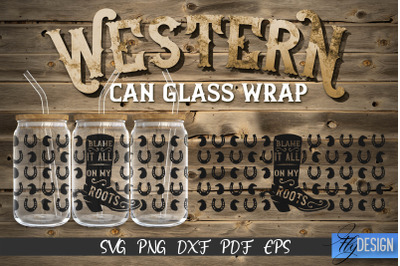 Western Glass Can Wrap SVG | 16 oz Libbey Glass Can Wrap SVG | Cowboy