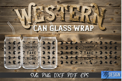 Western Glass Can Wrap SVG | 16 oz Libbey Glass Can Wrap SVG | Cowboy