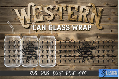 Western Glass Can Wrap SVG | 16 oz Libbey Glass Can Wrap SVG | Cowboy