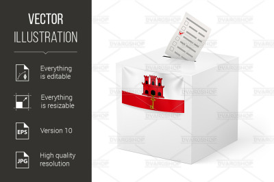 Ballot box with voting paper. Gibraltar