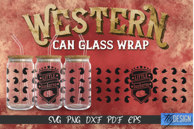 Western Glass Can Wrap SVG | 16 oz Libbey Glass Can Wrap SVG | Cowboy