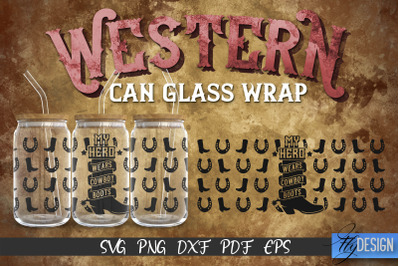 Western Glass Can Wrap SVG | 16 oz Libbey Glass Can Wrap SVG | Cowboy