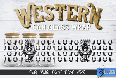 Western Glass Can Wrap SVG | 16 oz Libbey Glass Can Wrap SVG | Cowboy