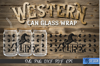 Western Glass Can Wrap SVG | 16 oz Libbey Glass Can Wrap SVG | Cowboy