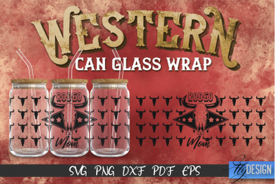 Western Glass Can Wrap SVG | 16 oz Libbey Glass Can Wrap SVG | Cowboy