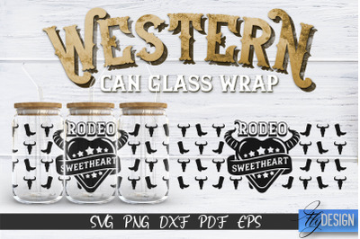 Western Glass Can Wrap SVG | 16 oz Libbey Glass Can Wrap SVG | Cowboy