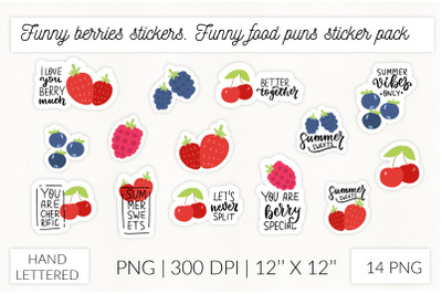 Funny berries stickers. Funny food summer sticker pack