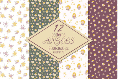 Angels digital paper/seamless patterns
